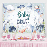 Lofaris Little Diver And Undersea Fishes Baby Shower Backdrop